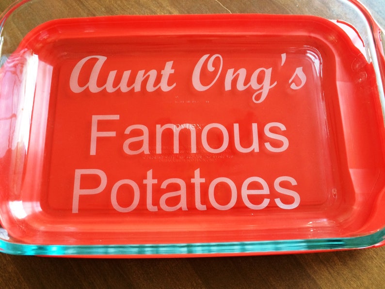 Personalized Custom Pyrex 3 quart casserole dish Engagement Party Lid Included Wedding House Warming