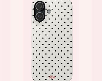 White Black Polka Dots Phone Case | iPhone & Samsung Cover | Glossy or Matte Finish | Cool Girl Aesthetic