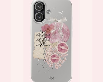Pink Aesthetic Clear Phone Case | Flexi iPhone & Samsung Cover | Coquette Romance Vibes
