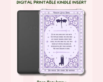 Fourth Wing Kindle Insert | Digital Download | Printable Cover 2 Sizes | Violet & Xaden Vibes | Book Lover Aesthetic