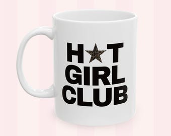 Hot Girl Club Mug | Leopard Print Ceramic Cup | Main Character Energy Coffee Mug | Star Girl Aesthetic