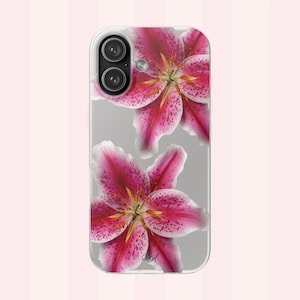 Rosa asiatische Lilien, transparente Handyhülle, iPhone- und Samsung-Hülle, glänzend oder matt