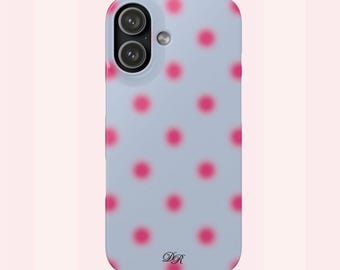 Blue Fuchsia Polka Dots Phone Case | iPhone & Samsung Cover | Glossy or Matte Finish | Cool Girl Aesthetic
