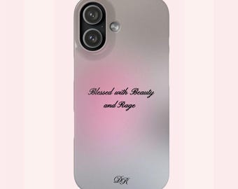 Blessed with Beauty and Rage | Gray Pink Phone Case | iPhone & Samsung Cover | Glossy or Matte Finish | Cool Girl Aesthetic