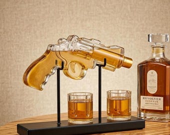 Revolver Whiskeykaraff med glas – Glasbarberedning, Lyxgåva för män