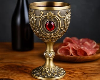 Retro Metal Wine Chalice: European Style Gemstone Gift Cup (30ML)