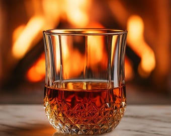 Luxury Crystal Whiskey Glass – Premium Scotch & Bourbon Tumbler | 215ml Engraved-Style Cocktail Glassware