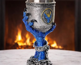 Copa de vino de acero inoxidable con calavera de dragón vikingo para Halloween