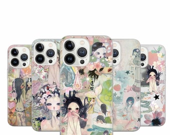 Japanische Kawaii Collage Handy Hülle, Aya Takano Aesthetic Cover, Cute Pastel Anime Handyhülle für iPhone 16 15 14, Samsung Galaxy S24 Pixel 9