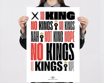 NO KINGS Protest Poster | Anti-Authoritarian Digital Download | Political Activism Wall Art | PRINTABLE Protest Sign, No Kings poster