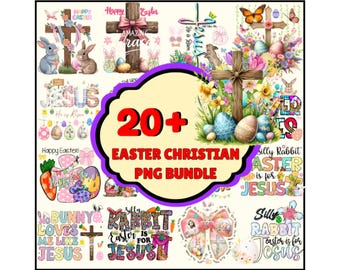 20+ Easter Christian PNG Bundle, He Is Risen png, Vintage Christian Easter png, Floral Religious T Shirt Png, Colorful Easter png.