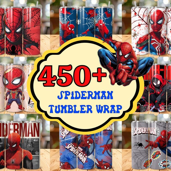 Spiderman Tumbler Wrap Bundle: 450+ Sublimation Designs (PNG Digital Download)