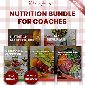 Ultimate Nutrition Coach Bundle PLR, 200+ Pages Canva Template, Nutrition Master Guide Workbook, 30 Day Meal Plan MRR, Wellness Business Box image 1