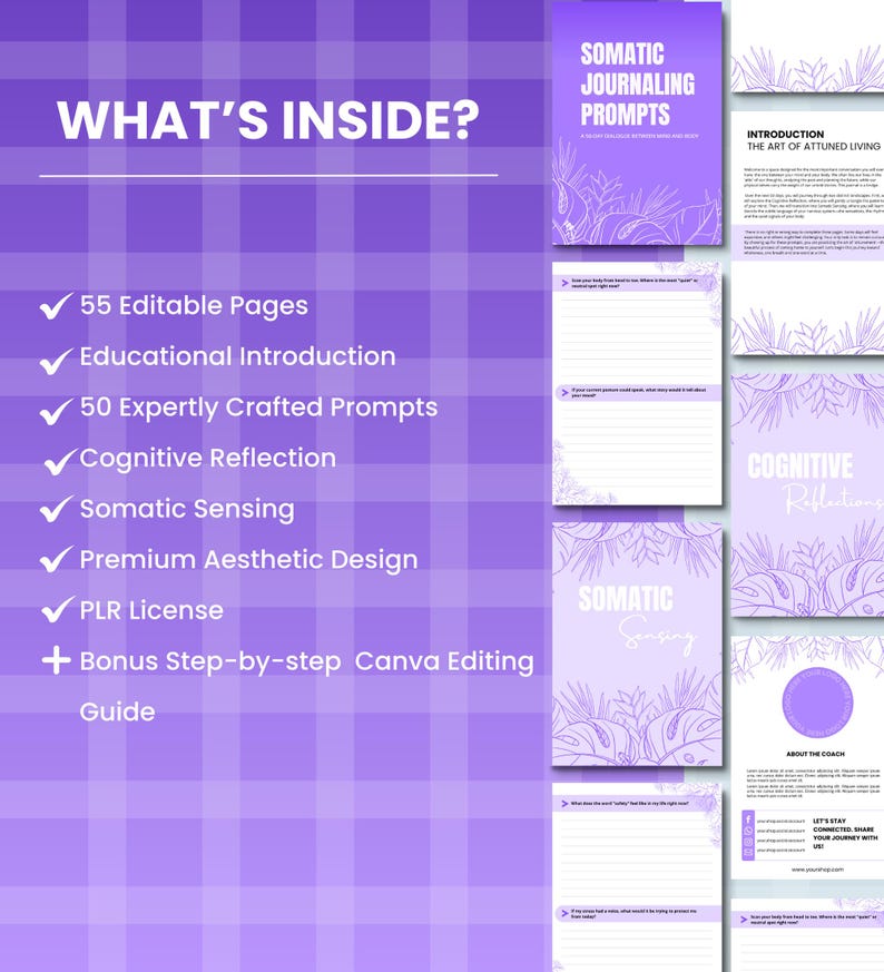 Somatic Writing Example PLR Somatic Journaling Prompts for Coaches | Canvatemplate - Etsy