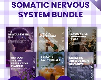 Somatic Nervous System Bundle | 6 Canva Templates PLR MRR | Vagus Nerve Guide, Stretching, Journal & Planner | Wellness Coaching Resources