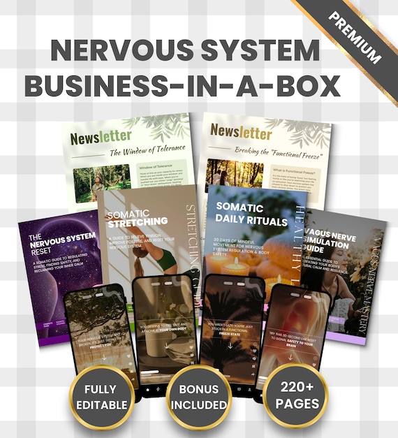 Somatic Coaching Business System, Marketing & Onboarding Kit, Nervous System Regulation Canva Templates PLR, Wellness Business-in-a-Box