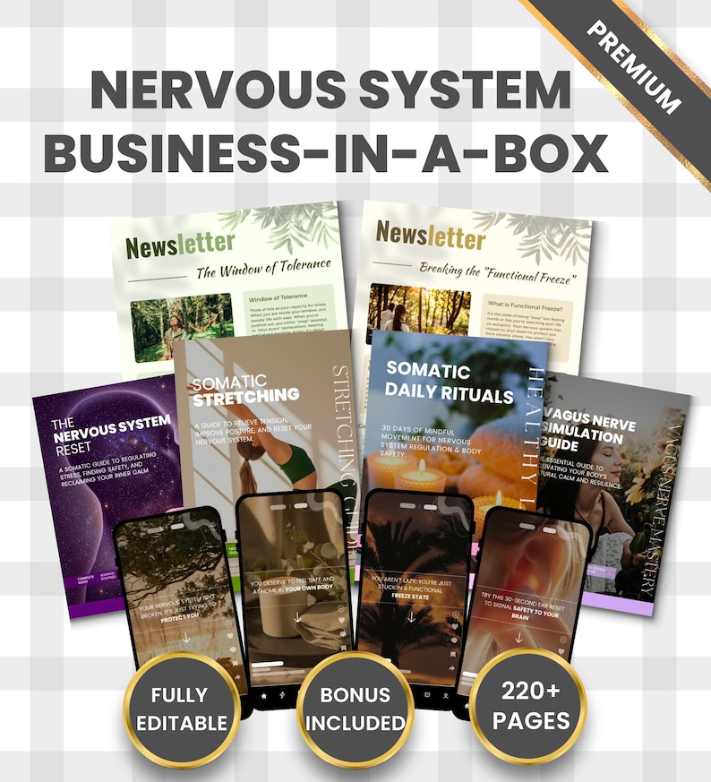 Somatisches Coaching-Business-System, Marketing- und Onboarding-Kit, PLR-Canva-Vorlagen zur Regulierung des Nervensystems, Wellness-Business-Komplettpaket Bild 1
