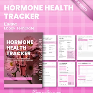 Hormone Health Tracker PLR Canva Template for Coaches, Cycle and Symptom Tracker Digital Planner, Women's Wellness Lead Magnet