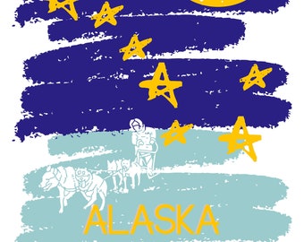 Printable Wall Art Poster Alaska State Flag