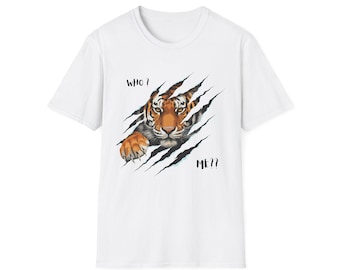 Tiger Peeking Through Claw Rips T-Shirt | Wildlife Illustration