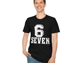 Stylish Unisex Softstyle T-Shirt - '6 SEVEN' Design, Casual Wear, Gift for Birthdays, Sports Fans, Family Gatherings, Fashion Statement