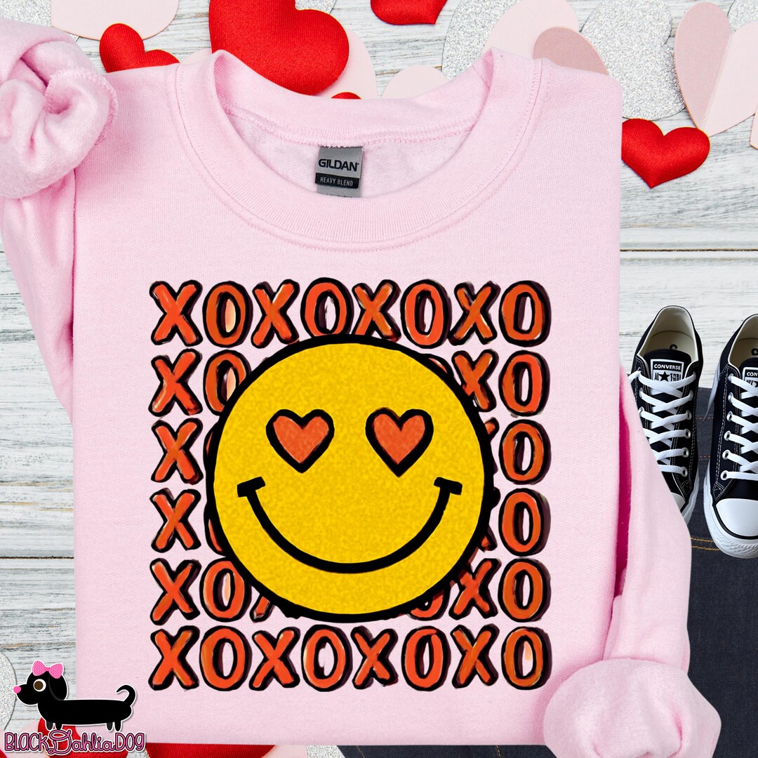 Retro Smiley Face PNG: Valentines Day XOXO Design (digital Download) - Etsy
