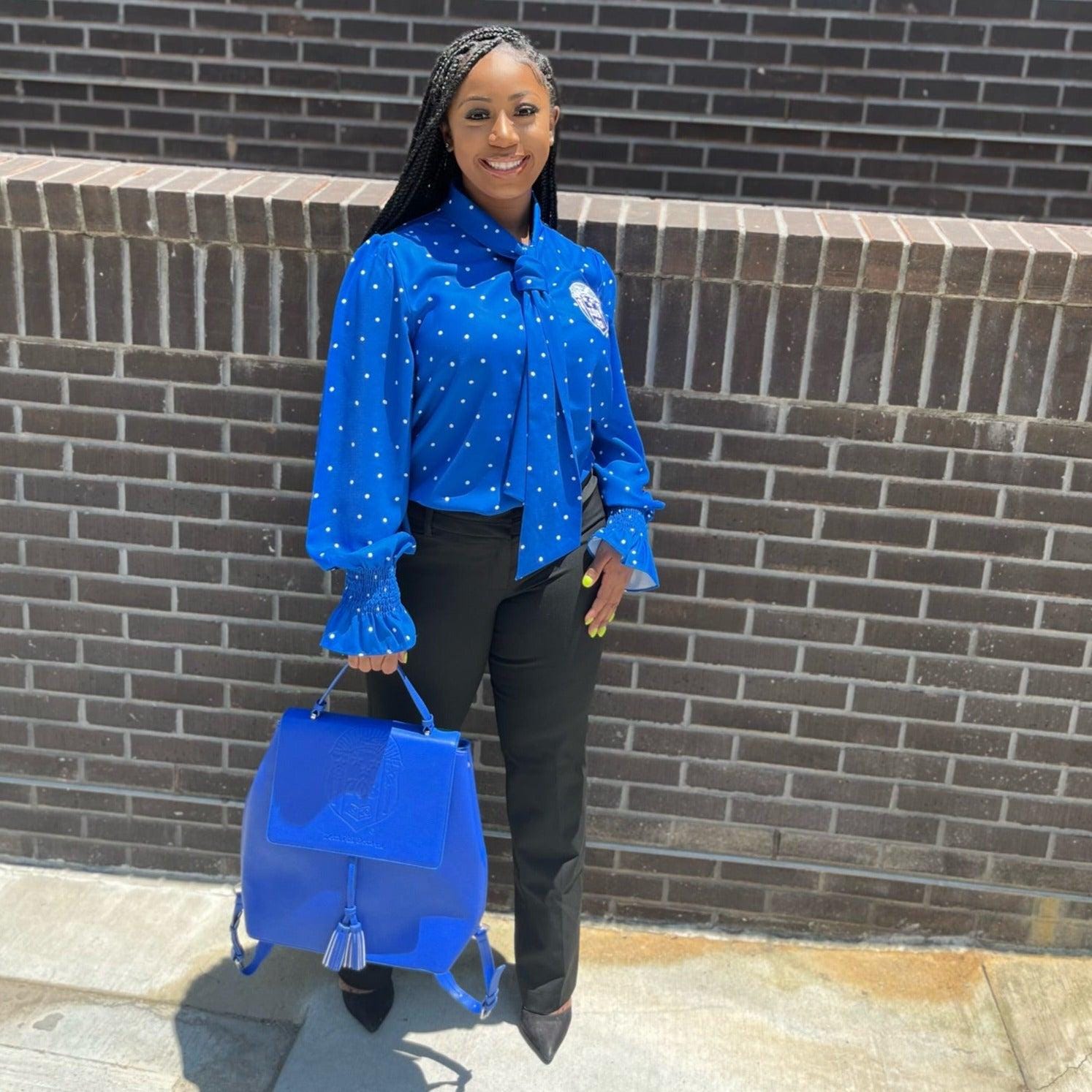Royal Blue Zeta Polka Dot Blouse