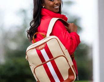 Red and White Canvas Back Pack