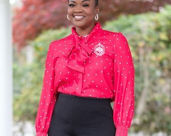 Red DST Polka Dot Blouse