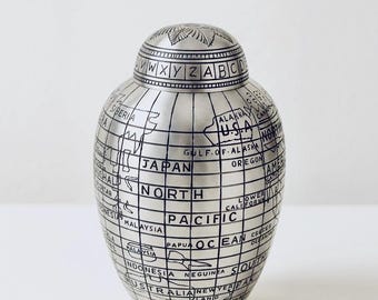 World Map Keepsake Cremation Urn for Ashes – Handcrafted Globe Memorial Urn – Travel Inspired Funeral Urn for Human Ashes