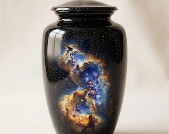 Cremation Urn for Ashes Adult | Galaxy Memorial Urn | Decorative Funeral Urn | Metal Keepsake Urn | Sympathy Gift for Loss of Loved One