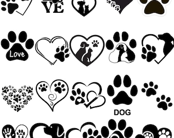 Huellas de perro PNG, imágenes prediseñadas, diseños para amantes de las mascotas, descarga digital