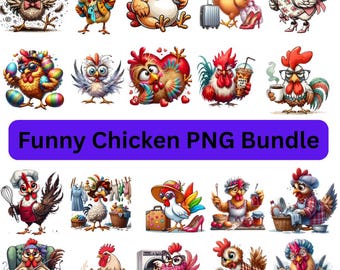 Funny Chicken PNG Bundle  Farmhouse Humor Clipart (Digital Download)