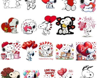 Valentines Day Snoopy  Png Bundle Cartoon Dog  (Digital Download)