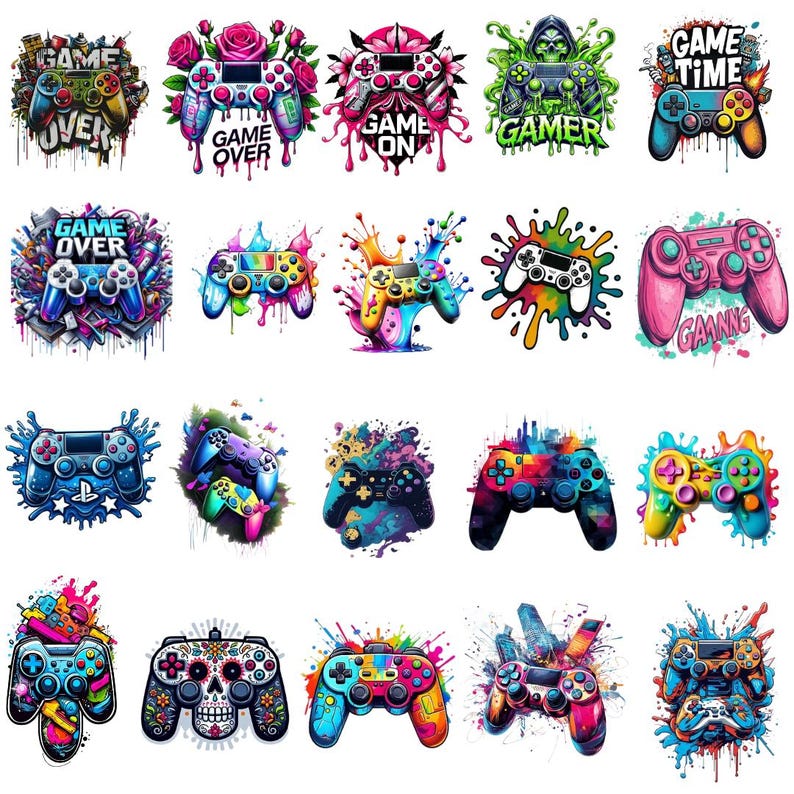 Random Controllers Designs Game Controller Clipart, Colorful PNG Graphics (digital Download) - Etsy