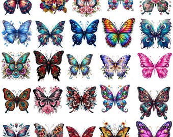 Diseños de sublimación de mariposas florales png (Descarga digital)