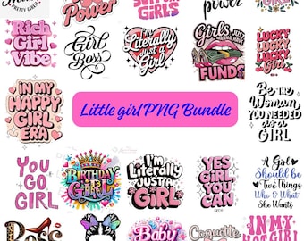 Paquete de imágenes PNG de niña pequeña: diseños de sublimación (descarga digital)