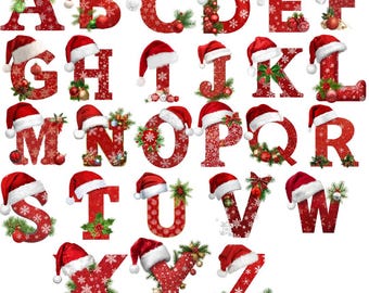 Christmas Alphabet PNG: Holiday Letter Clipart (Digital Download)