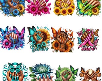 Blumennägel PNG Bundle, Frühlings Nail Art, Press On Design (Digitaler Download)