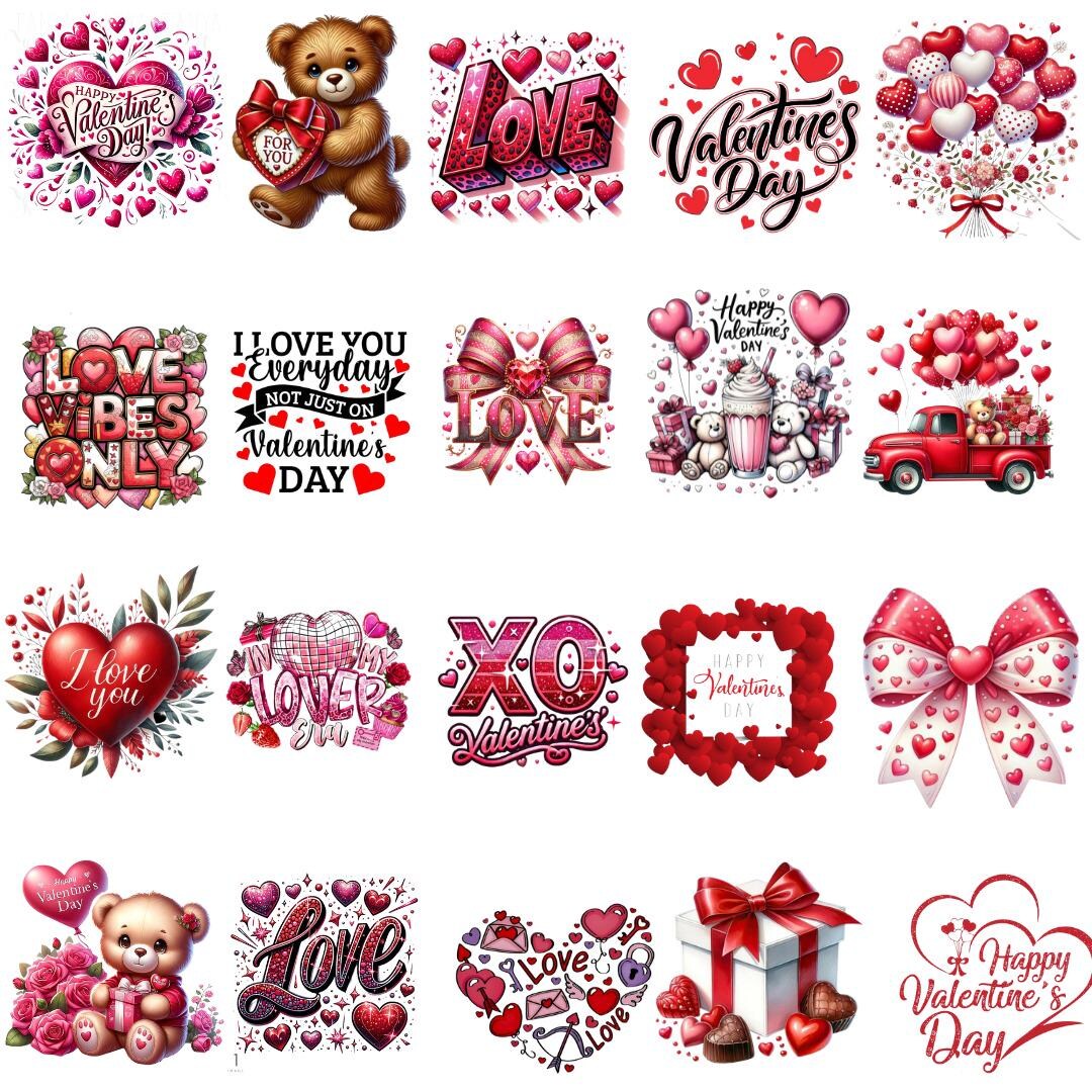 Retro Valentine's Day PNG Bundle, Pink Designs (digital Download) - Etsy
