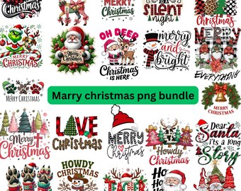 Merry Christmas PNG Bundle: Holiday Sublimation Designs (Digital Download)