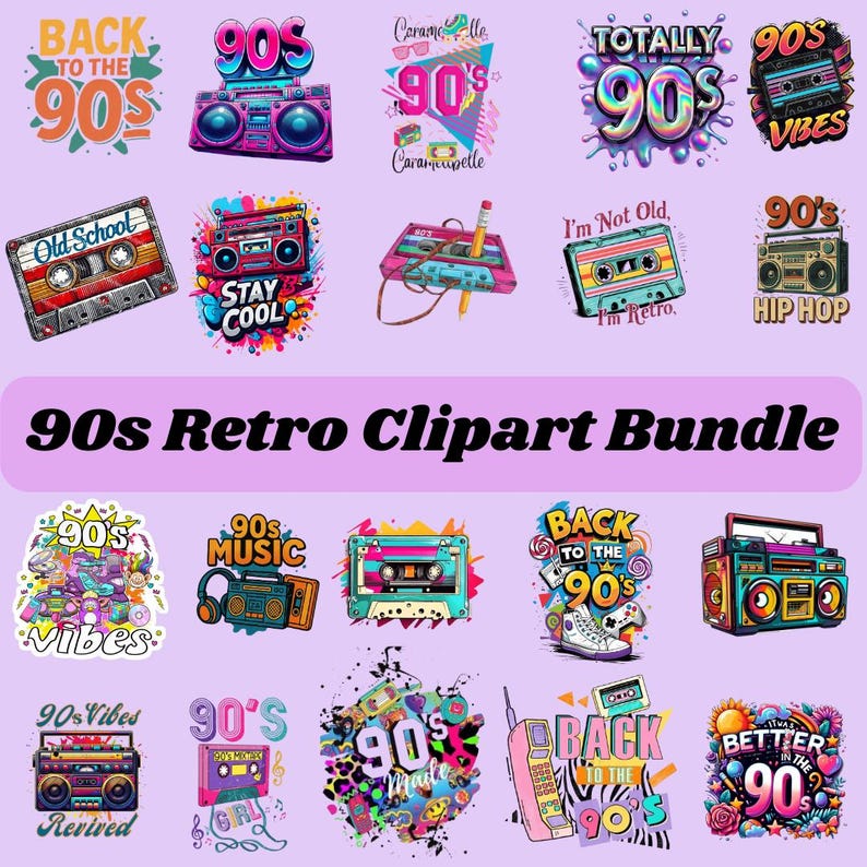 90s Retro Clipart Bundle: PNG & SVG Files (instant Download) - Etsy
