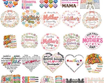 Paquete de imágenes PNG de hilo sintético para el Día de la Madre, diseño de ganchillo para mamá tejida (descarga digital)