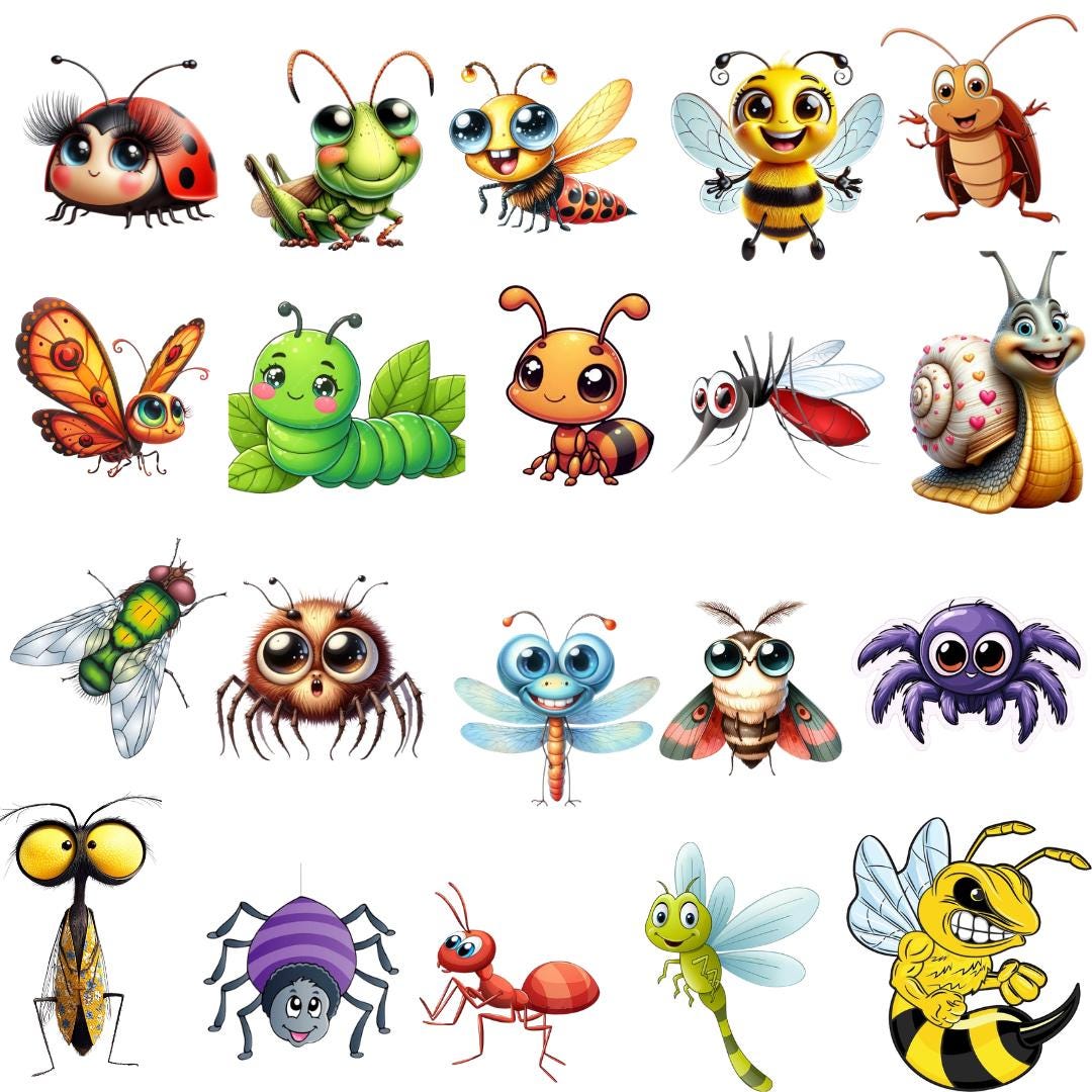 Mutant Insect Cartoon Funny Cartoon Insects PNG Bundle, Bug Clipart (instant Download - Etsy