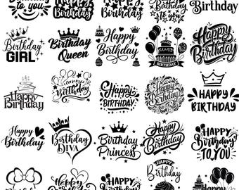 Paquete de imágenes prediseñadas PNG de feliz cumpleaños (descarga digital)