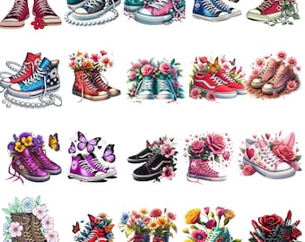Sneaker clipart, Shoes Clipart PNG Bundle Digital Download Sublimation Design