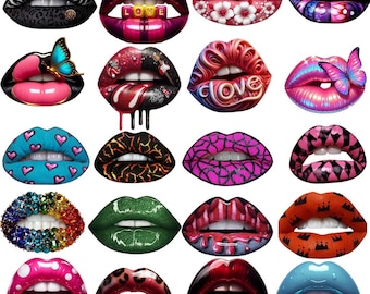 Paquete de imágenes PNG de labios: gráficos de alta resolución (descarga digital)
