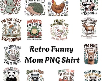 Funny Animal Mom PNG, Retro Mom Life Shirt Design (Digital Download)