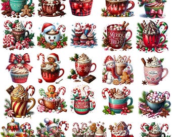 Christmas Hot Chocolate PNG Bundle: Holiday Drink Clipart (Digital Download)