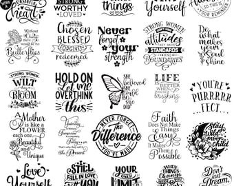 Paquete PNG de citas motivacionales: Recuperación y amor propio (Descarga digital)